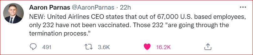 TweetOfCovid 2021 10 14 UnitedAirlinesVaccinations