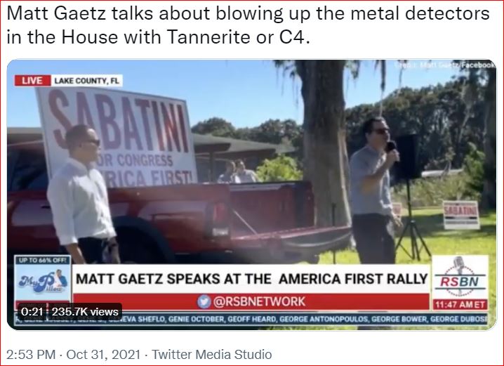 MattGaetzTalksAboutBlowingUpCongressionalMetalDetectors 2021 10 31