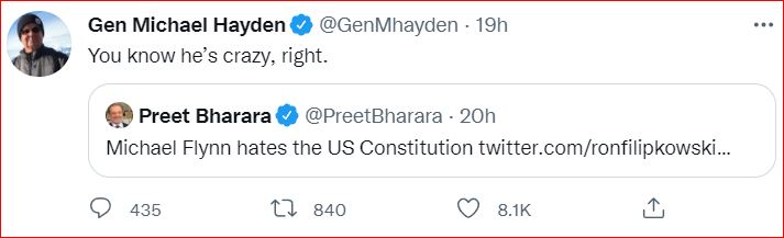 TweetOfFlynn ByFigliuzziByFilipkowskiByPreetBhararaByGeneralMichaelHayden