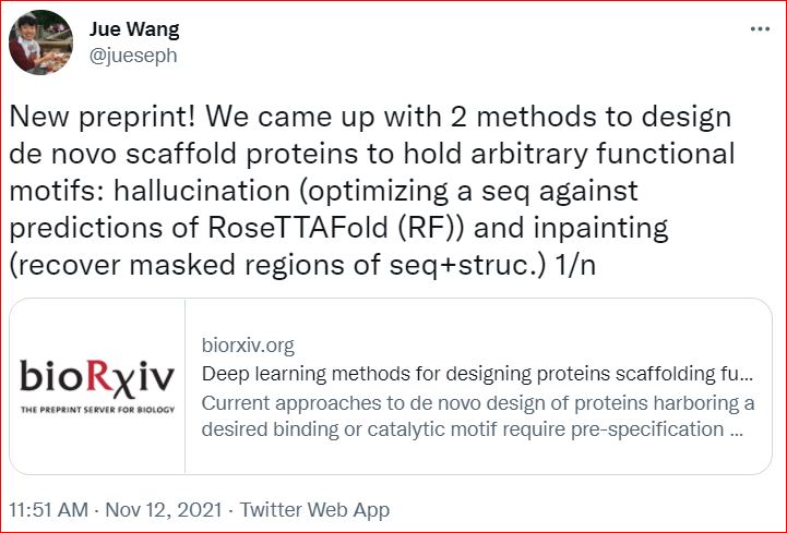 TweetOfProteinScaffolds JueWang 2021 11 12