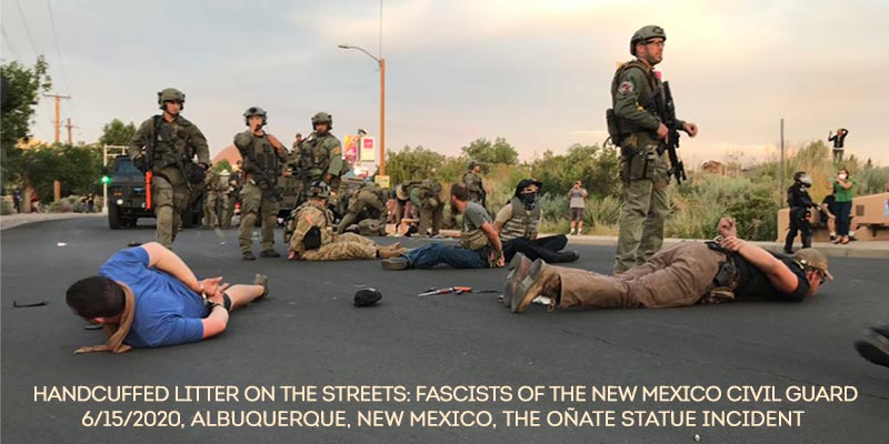 New Mexico Civil Militia cuffed and litter